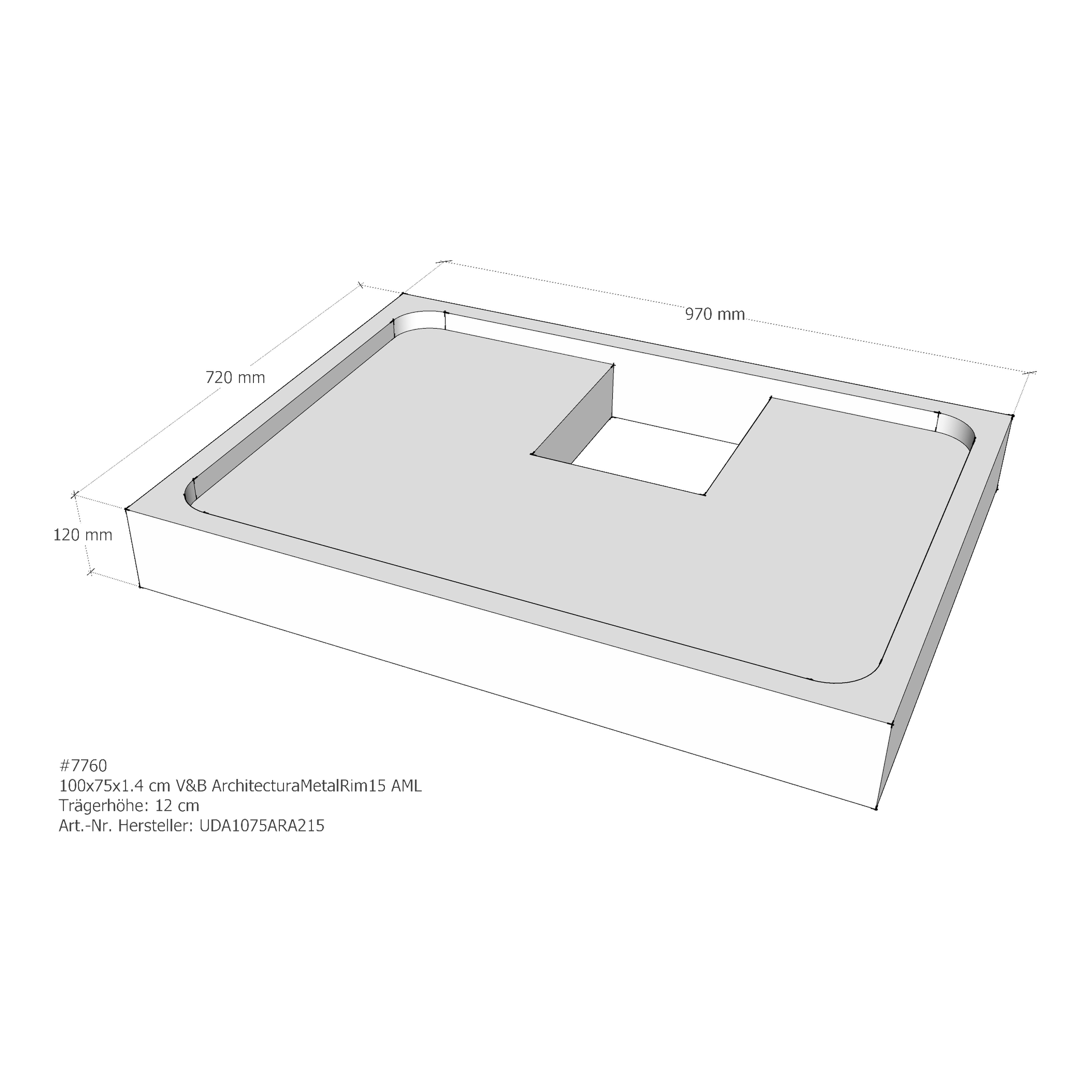 Duschwannenträger für Villeroy & Boch ArchitecturaMetalRim15 100 × 75 × 1,4 cm