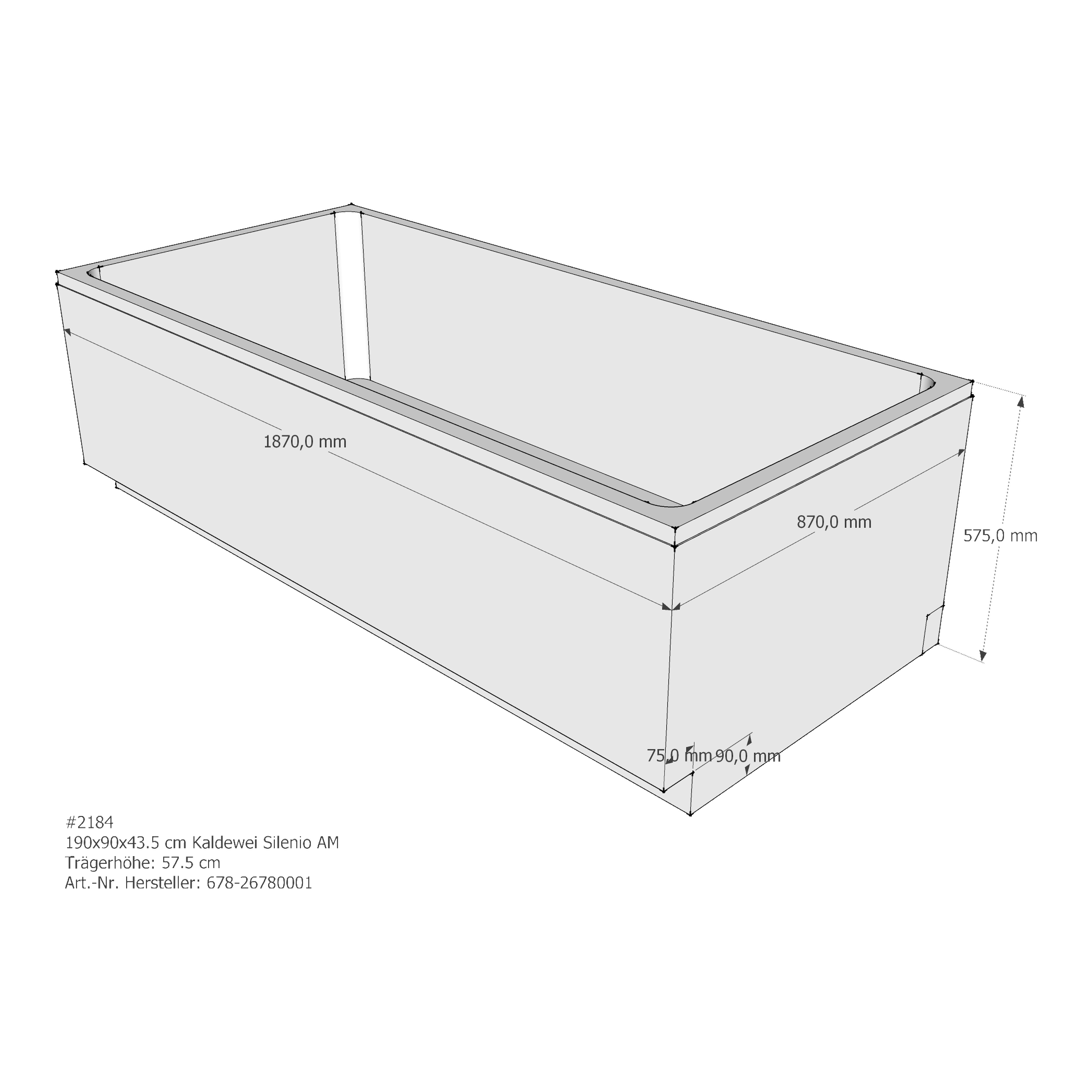 Badewannenträger für Kaldewei Silenio 190 × 90 × 43,5 cm