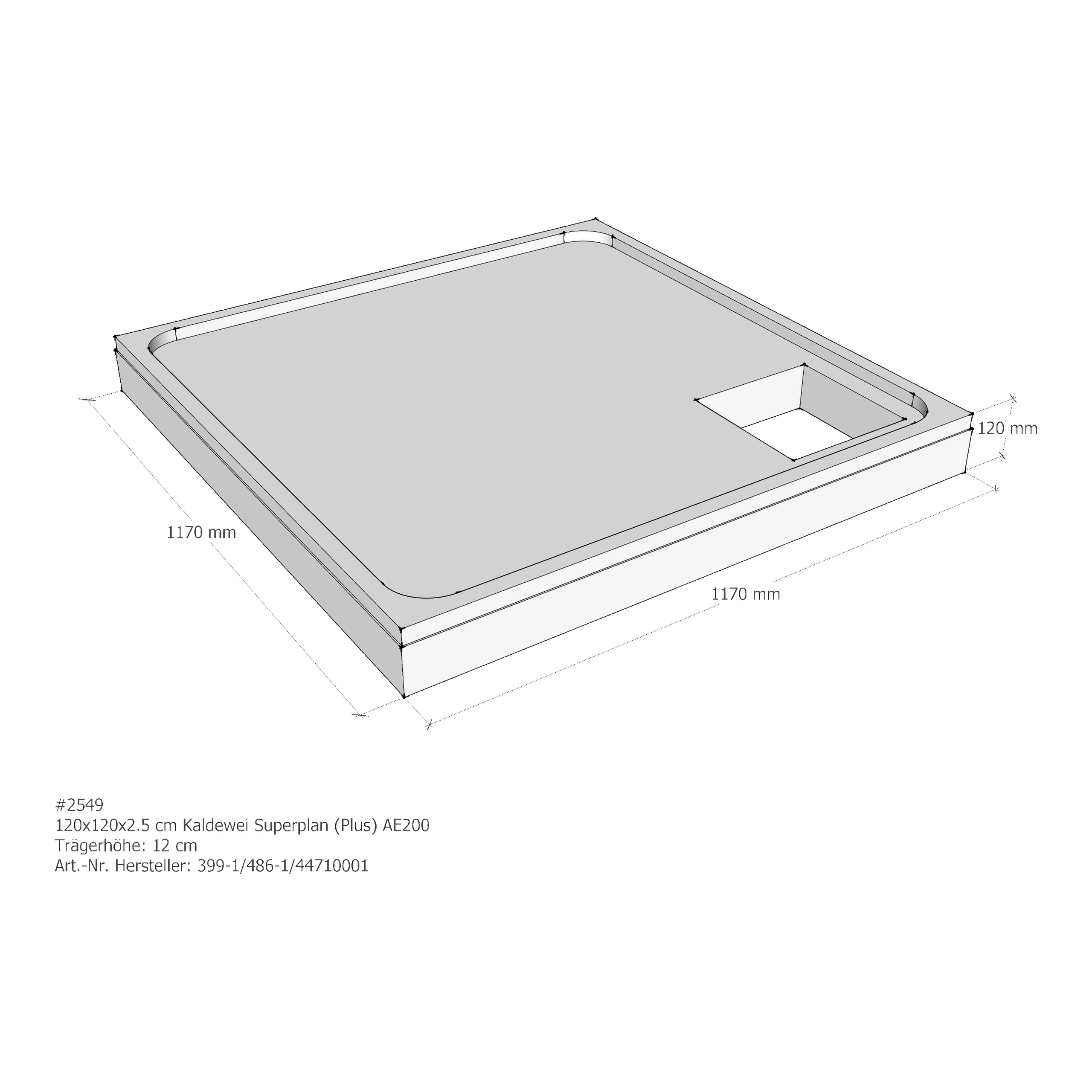 Duschwannenträger für Kaldewei Superplan (Plus) 120 × 120 × 2,5 cm