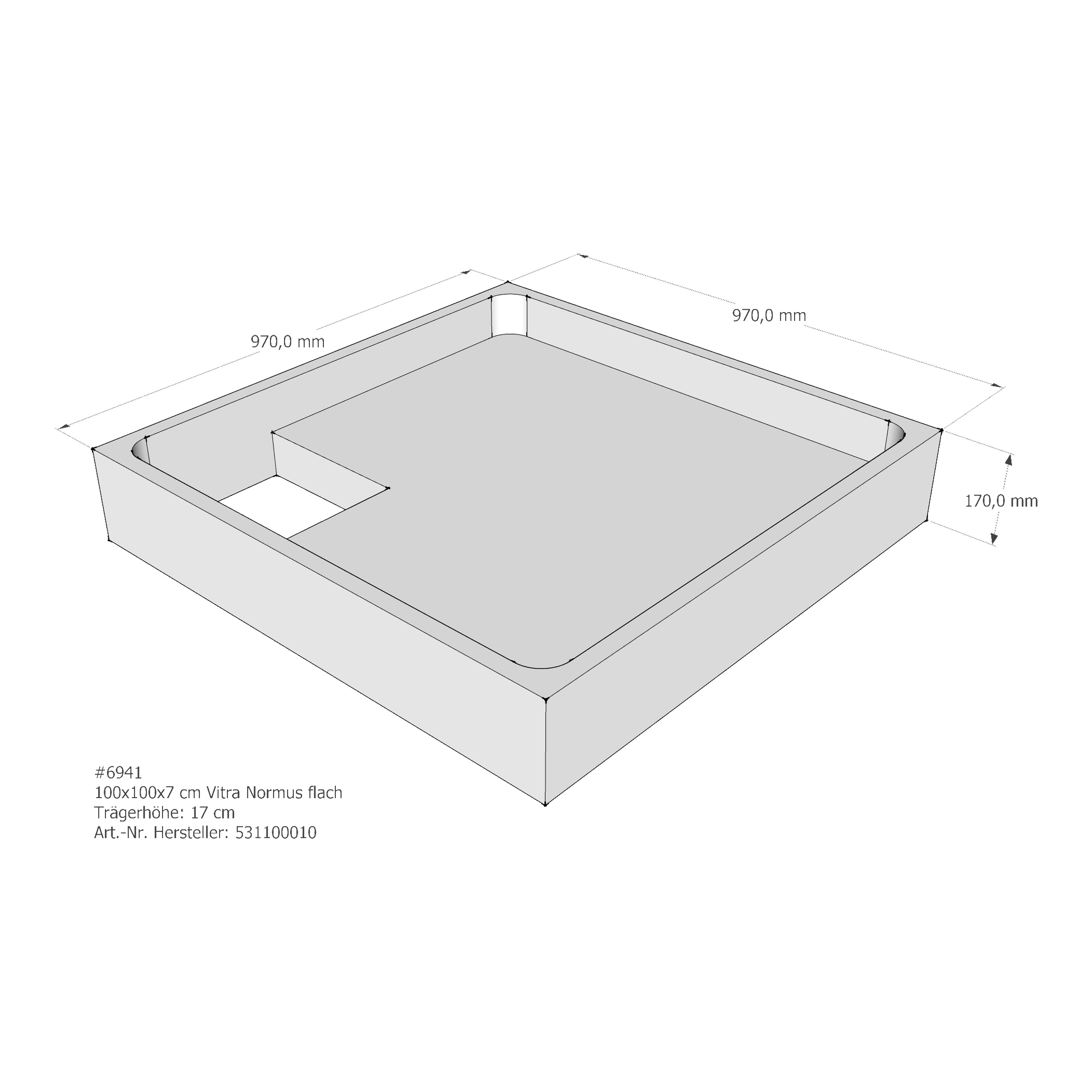Duschwannenträger für VitrA Normus flach 100 × 100 × 7,5 cm