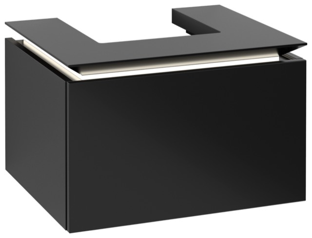 „Legato“ Waschbeckenunterschrank 60 × 38 × 50 cm inkl. LED-Beleuchtung, schwarz matt