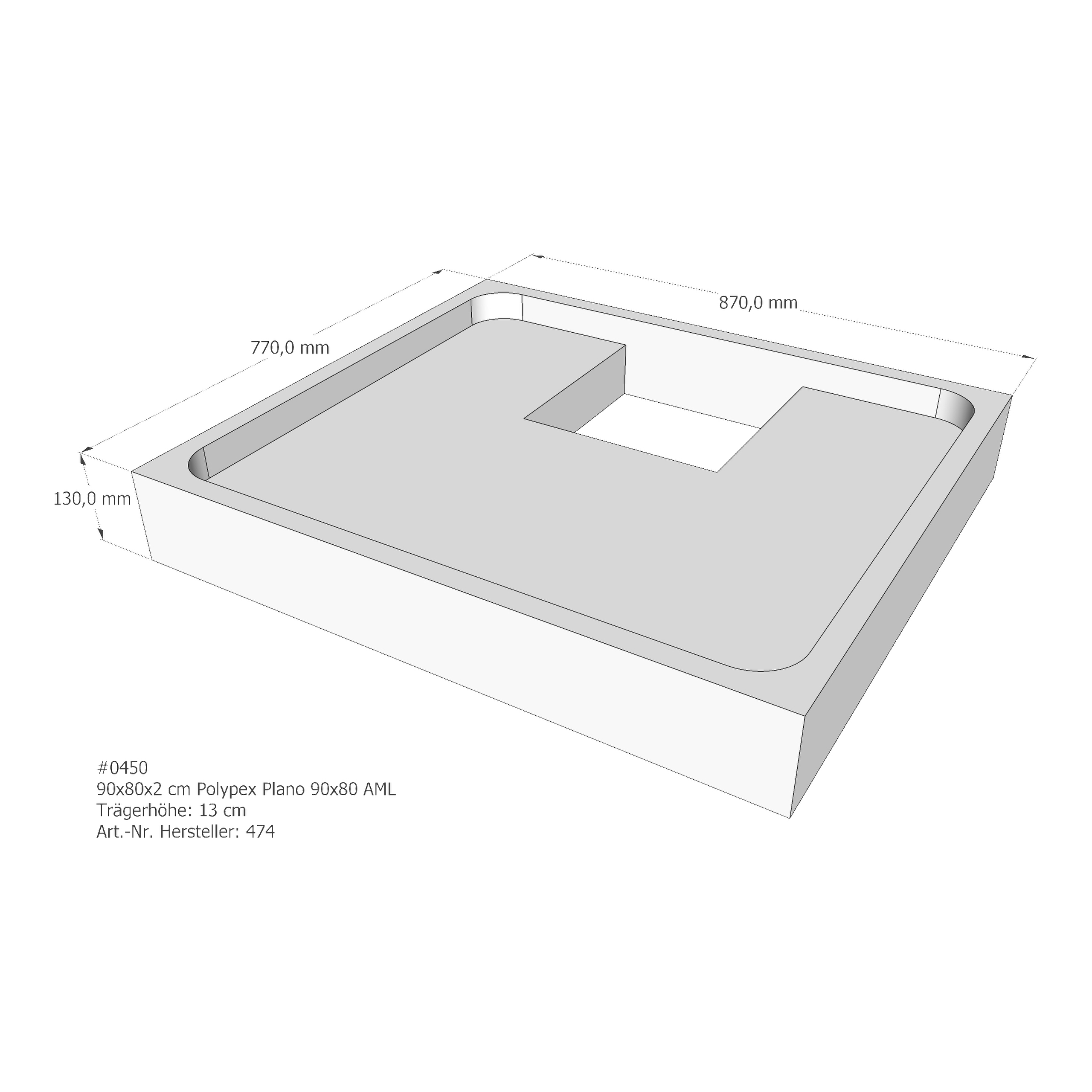 Duschwannenträger für Polypex Plano 90x80 90 × 80 × 2 cm