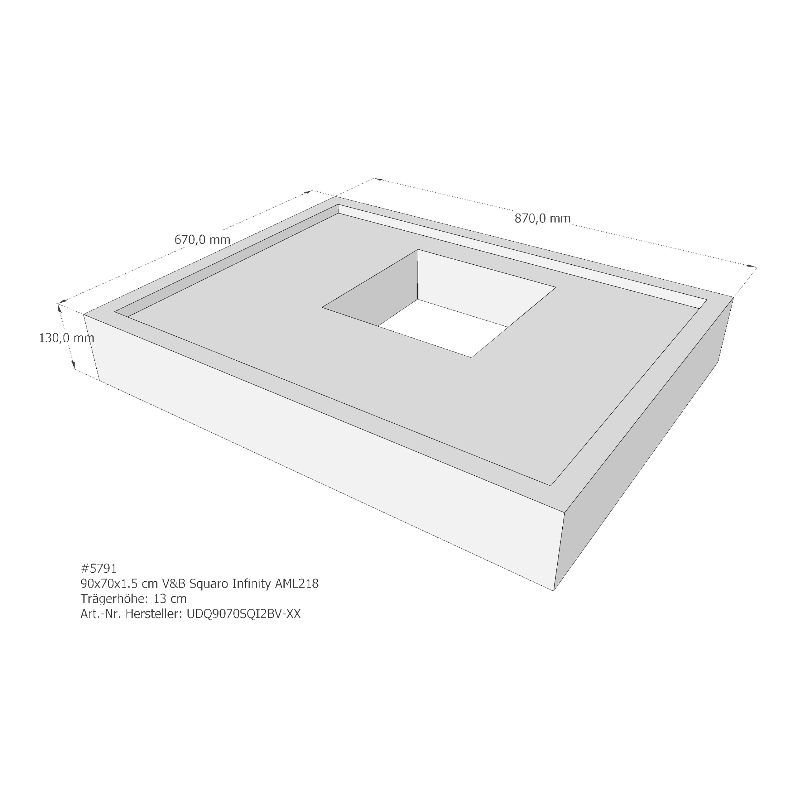 Duschwannenträger für Villeroy & Boch Squaro Infinity 90 × 70 × 1,5 cm